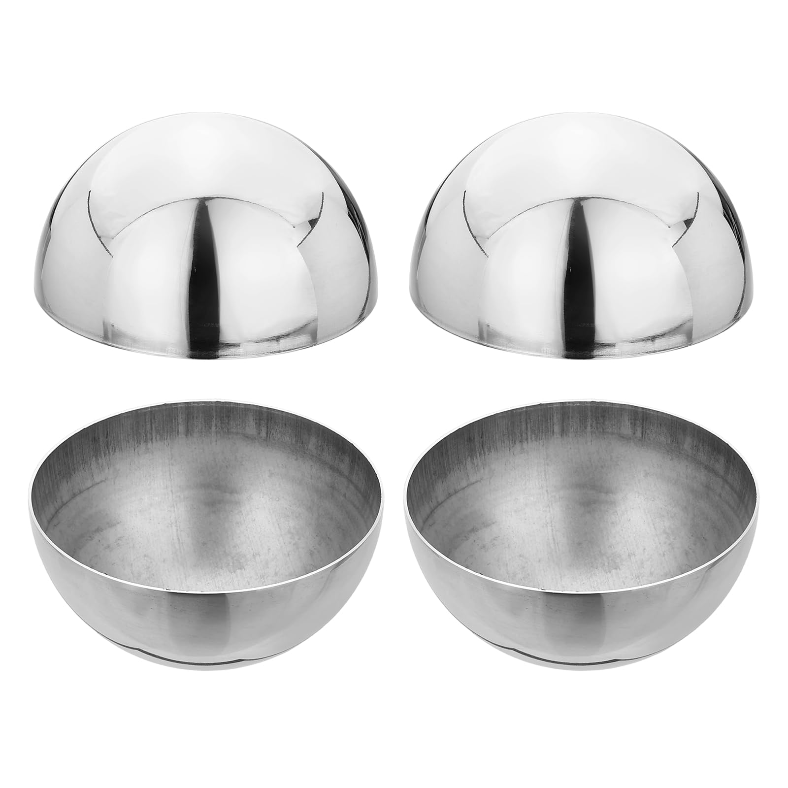 sourcing map 4Pcs 304 Stainless Steel Hollow Half Ball, 74mm(2.91") Dia. Gazing Balls Decorative Hollow Half Railing Cap Mirror Polished for Home Staircase Handrail Post Mall Outdoor Decor