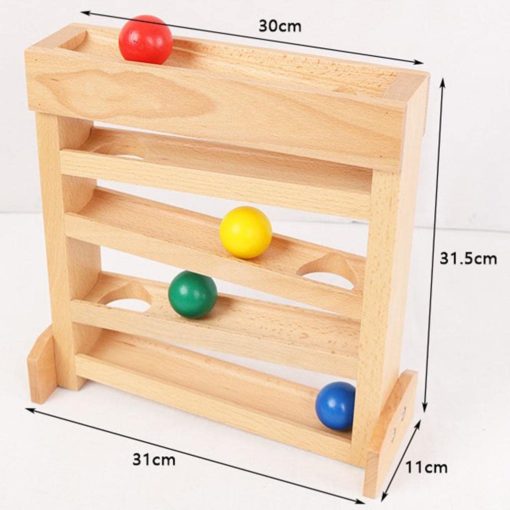 4 Stück Kugel Holz Kugelbahn Ball Drop Lernspiel Balllabyrinth für Kinder Sensorisches Training Hand-auge-koordination