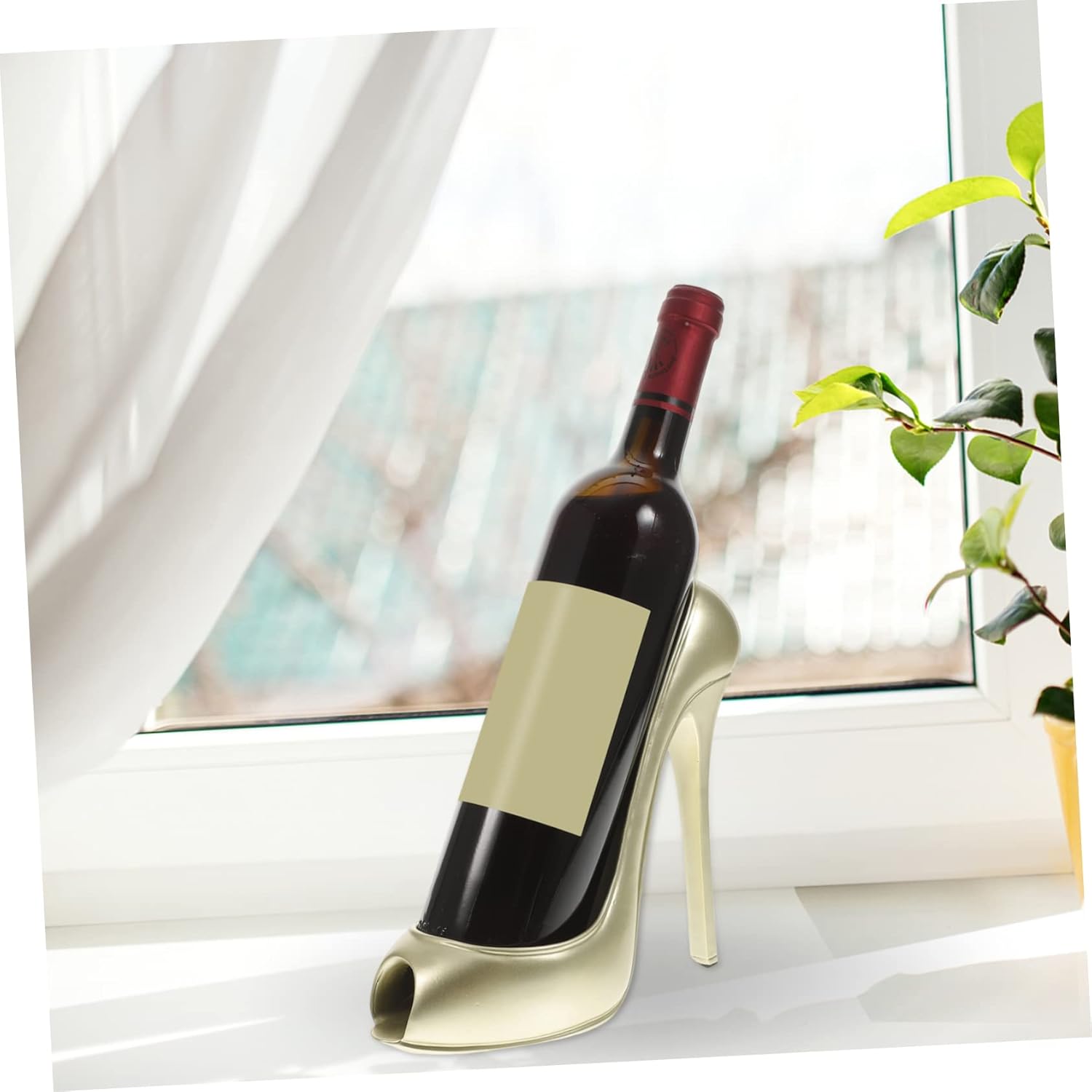Cabilock Shoe Wine Holders for Table High Heel Wine Bottle Rack Creative Resin Bottle Shelf