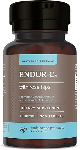 ENDUR-C - Suplemento de vitamina C de liberación sostenida de 1000 mg para una absorción óptima* - 300 tabletas - Ácido ascórbico con escaramujos -