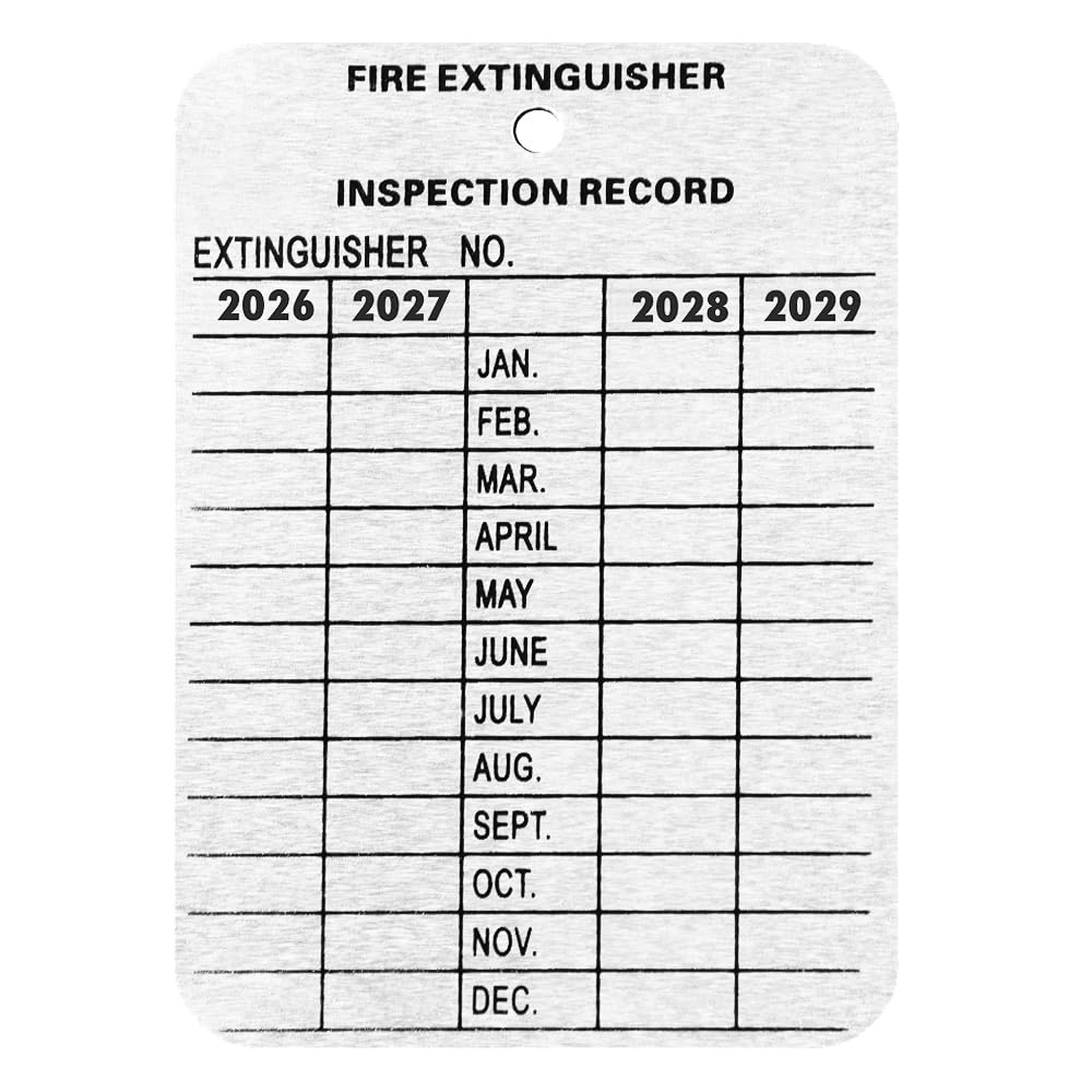 (200 Pack) 2026 to 2029 Metal 4 Year Fire Extinguisher Inspection Tags