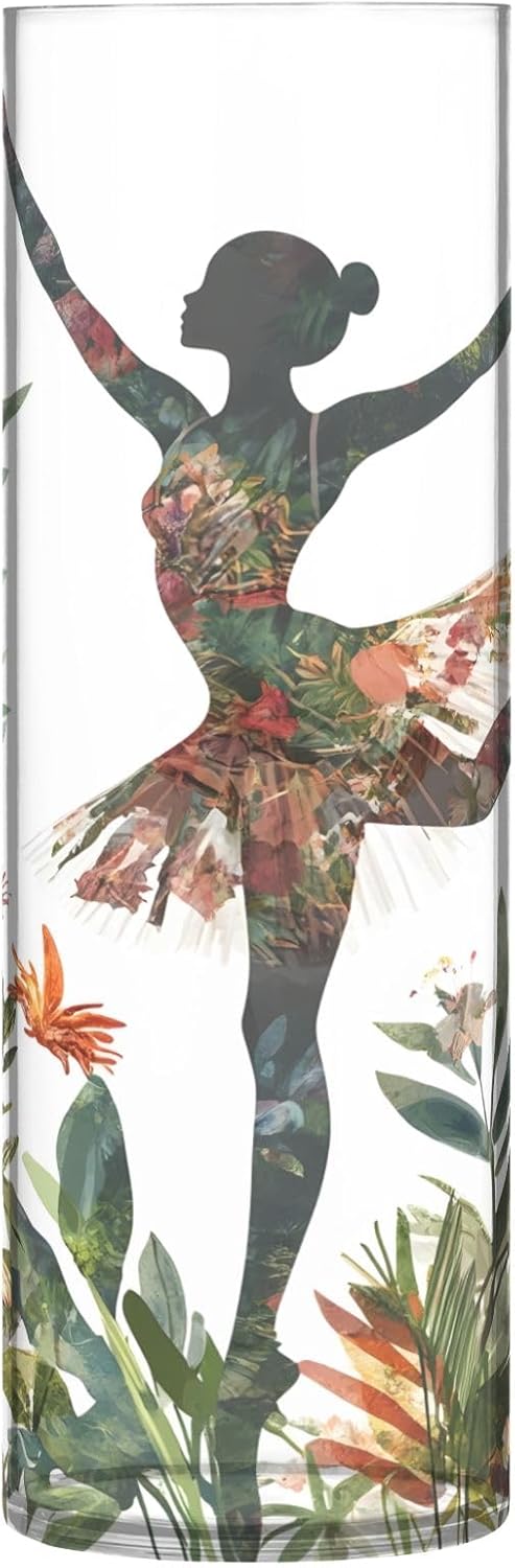 Flower Vase Art Nouveau Artistic Image of Ballerina Dancing in The Backlight Plastic Vase Decor for Home Office Party