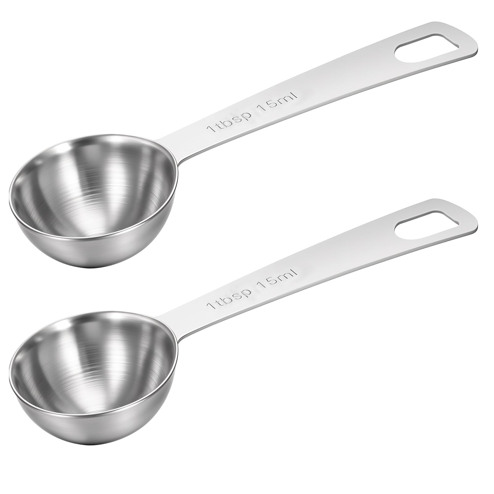 2Pcs Stainless Steel Measuring Spoons Heavy-Duty 1/2 oz Single Measuring Cups Small Tablespoon with Metric & US Measurements Kitchen Metal Teaspoon for Spice Jar Measuring Dry Liquid Ingredients