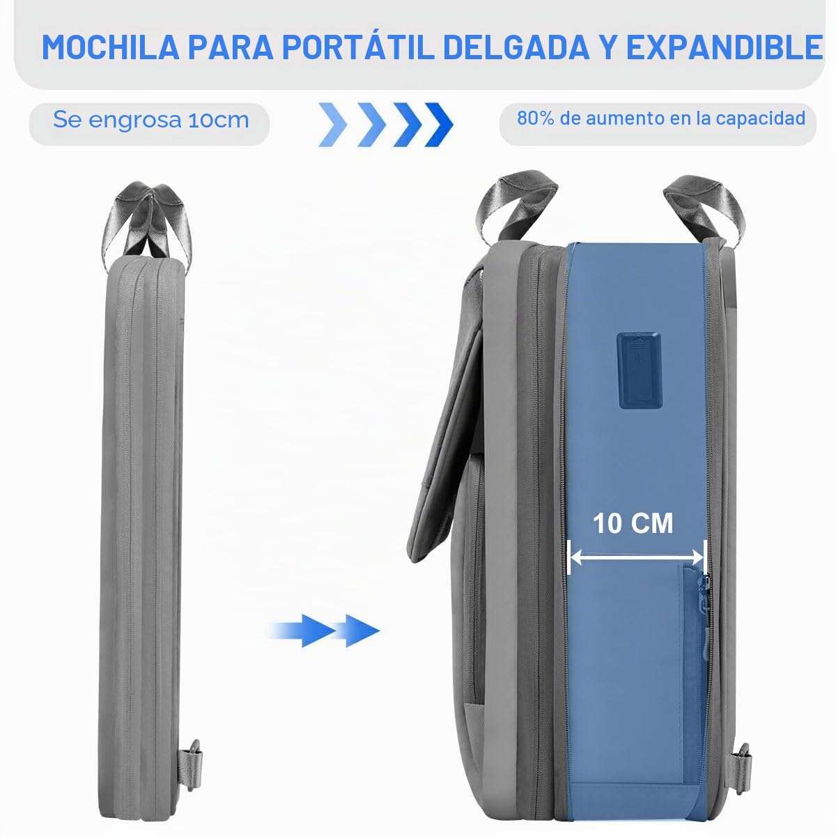 ZINZ 15.6" 16" 17" Mochila Delgada y Expandible para Computadora Portátil Mochila de Viaje para Negocios Mochila Impermeable para Hombres y Mujeres,G01Y01
