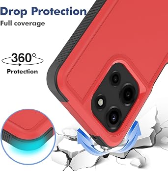 for Motorola Moto G 2026 / Moto G 2025 / Moto G Play 2026 Case: Dual Layer Protective Heavy Duty Cell Phone Cover Shockproof Rugged with HD Screen Protector - Military Protection Bumper Tough, Red