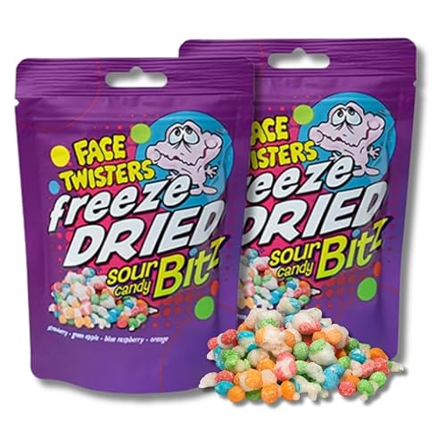Face Twisters - Caramelos agrios liofilizados – 4 sabores de frutas agrias – Paquete de regalo de 2, bolsas de 4.23 onzas por Lyza's Sweets & Treats