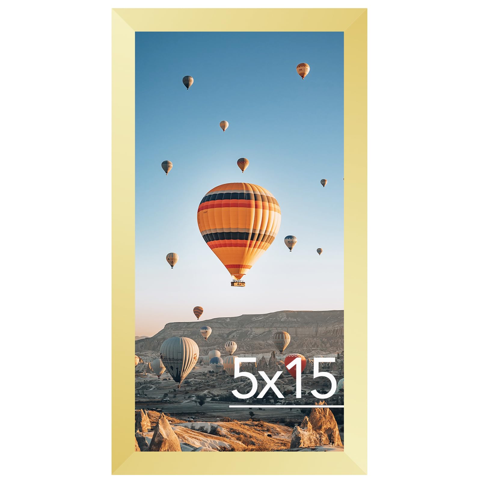JCJMY 5x15 Picture Frame Gold for Wall Hanging, Wall Mounting Horizontally or Vertically, 5 x 15 Wall Gallery Poster Photo Frame with Shatter Resistant Plexiglass, Gold