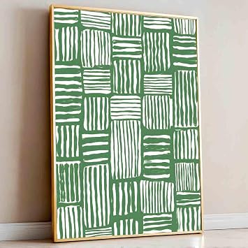 Green White Line Wall Art Abstract Lines Boho Minimalist Line Wall Art Mid Century Boho Print Sage Green Pictures Neutral Painting Abstract Modern Minimalist Living Room Decor 16x24inch No Frame