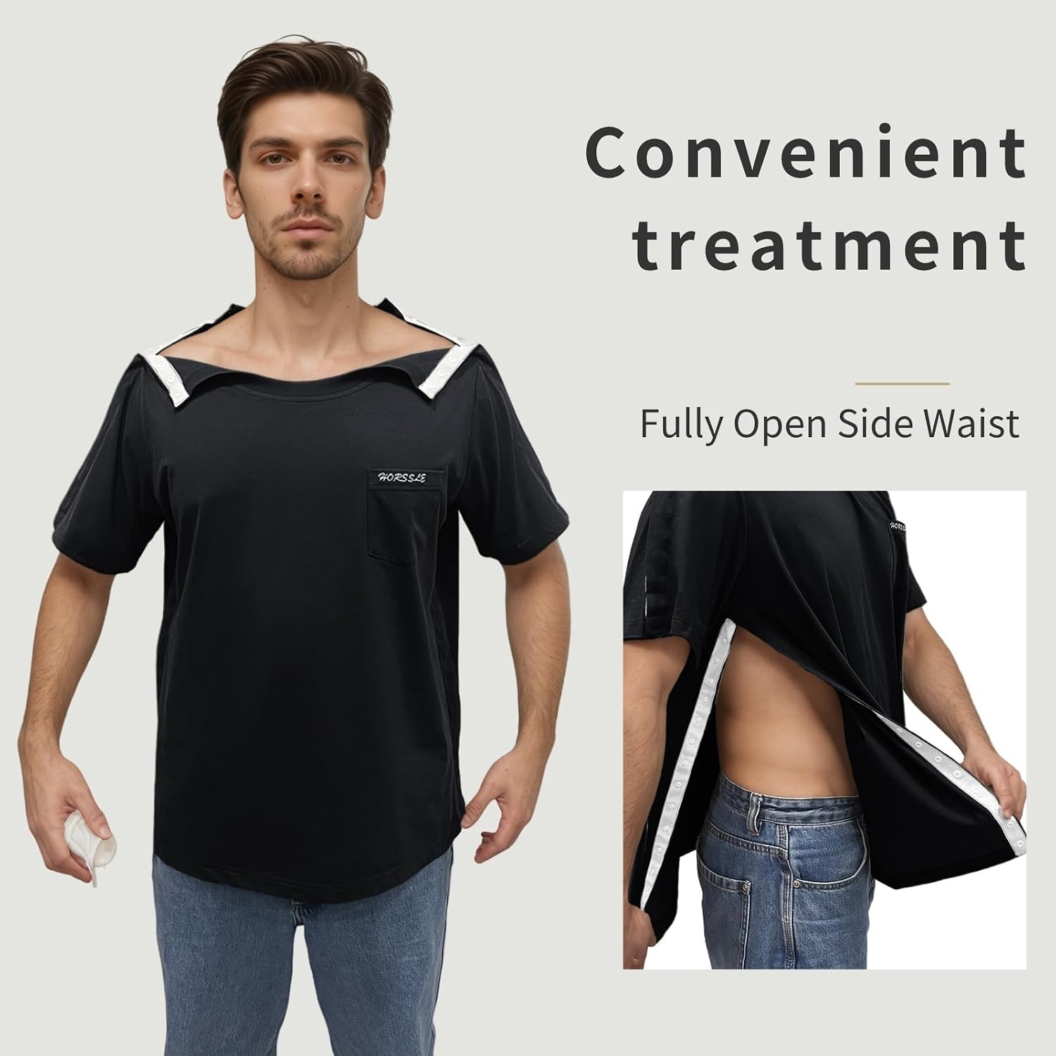 Post Shoulder Surgery Shirt, Comfy Wear After Surgery Shirts, Full Open Side Snap Chemo & Dialysis