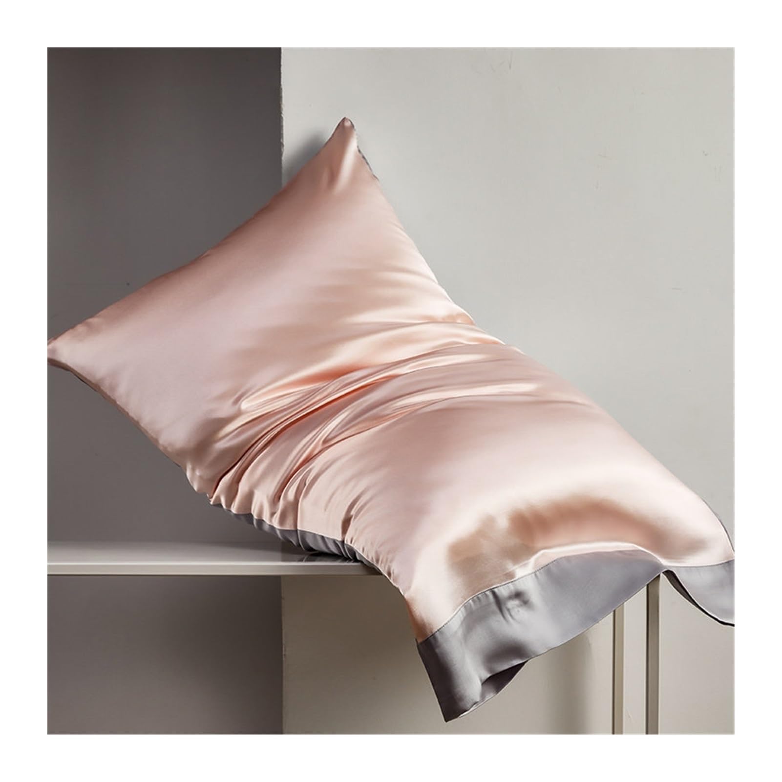 Federa in raso di seta for capelli e pelle 19" x 29" Federe in seta di gelso Regali rinfrescanti for il sonno for donne e uomini(Pink A)