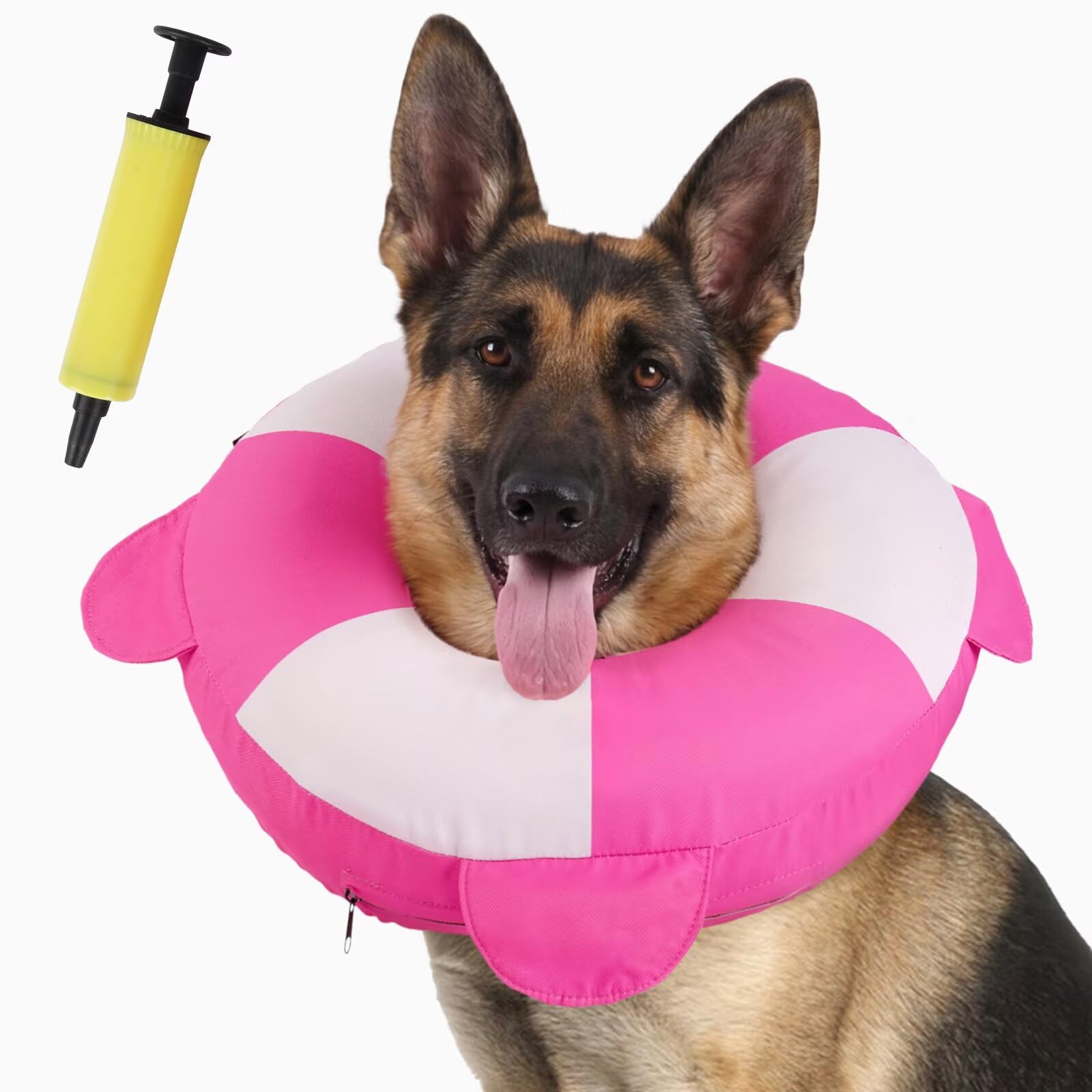 IECOii Inflatable Dog Collar for After Surgery,Waterproof Pet Donut Collar,Inflatable Dogs Conefor Large Dogs,Adjustable Recovery E-Collar for Dog Prevents Licking,Post-Surgical Care,PinkRose Size L