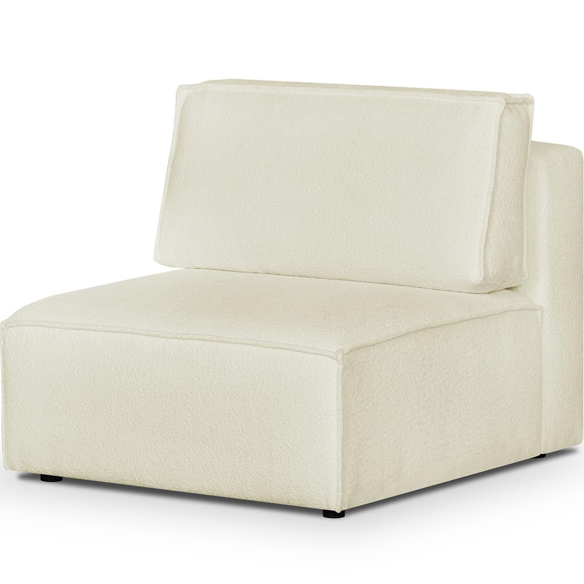 HOMIFAB Canapé Convertible 5 Places Harper Mod Tissu Bouclé Écru 332x101x84 cm Coffre Rangement