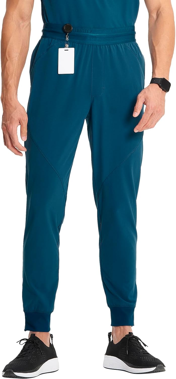 Cherokee Infinity Mens Mid Rise Jogger Scrub Pants with 4 Pockets