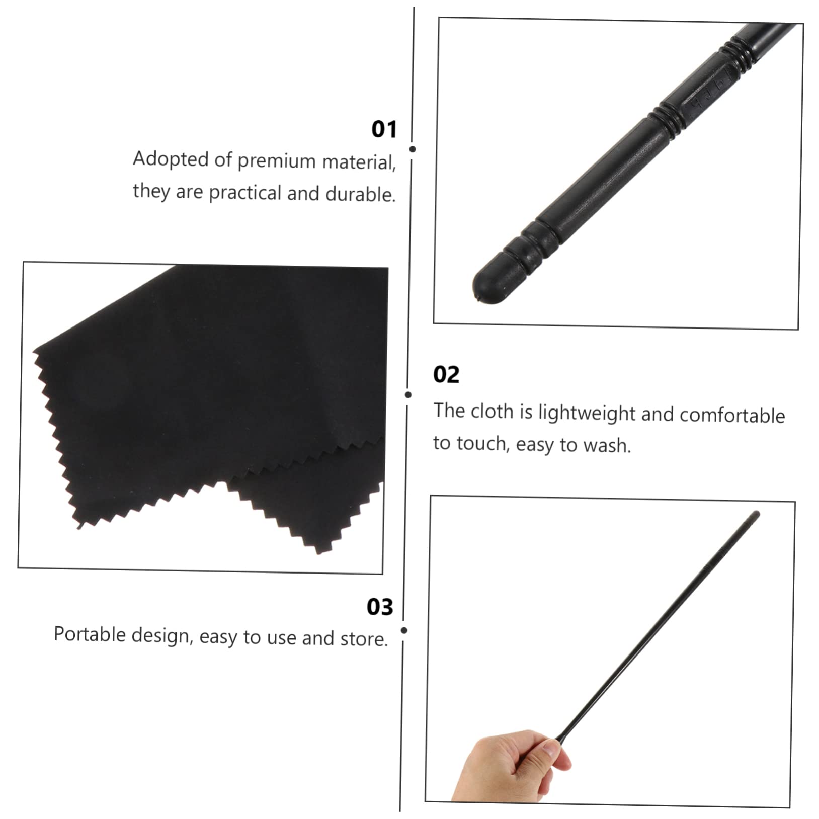 Toddmomy 4 Piece Flute Cleaning Kit Cleaning Rods and Cloths Non-damaging for Flutes and Piccolos