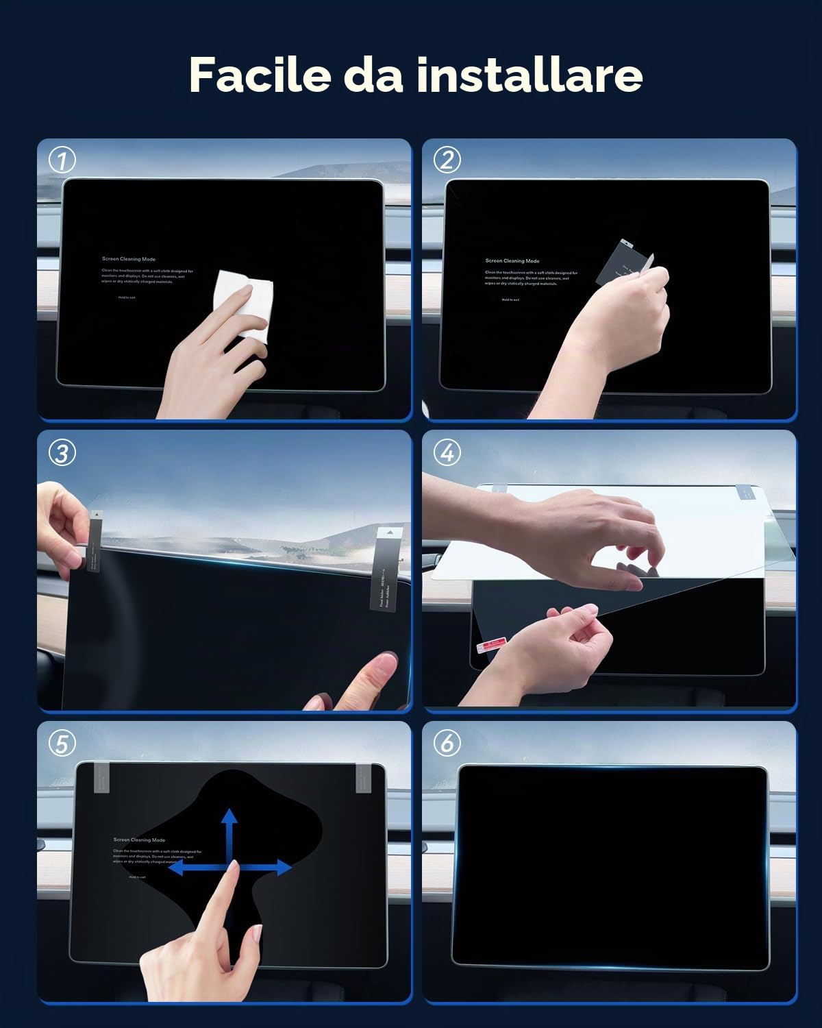 Pellicola Protettiva Vetro Temperato 9H per Tesla Model 3 2024-2026 Model Y 2025 15,4" 8" Display Posteriore Antiriflesso Anti-Impronte