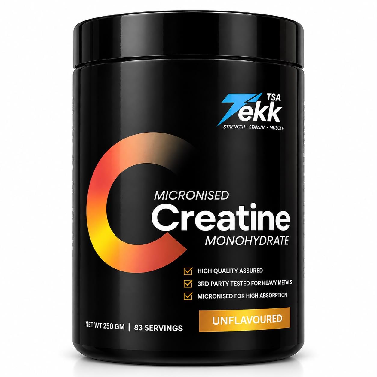tsa tekk micronised creatine monohydrate powder, unflavoured, 250 g | unflavoured, micronised formula, sports nutrition