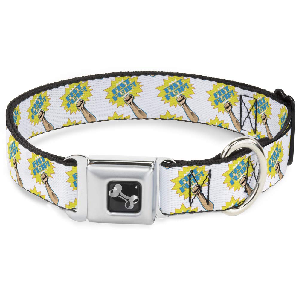 Collier de chien Buckle Down Fist Pompe Blanc Jaune accessoire réglable os petit chien 13-45 cm