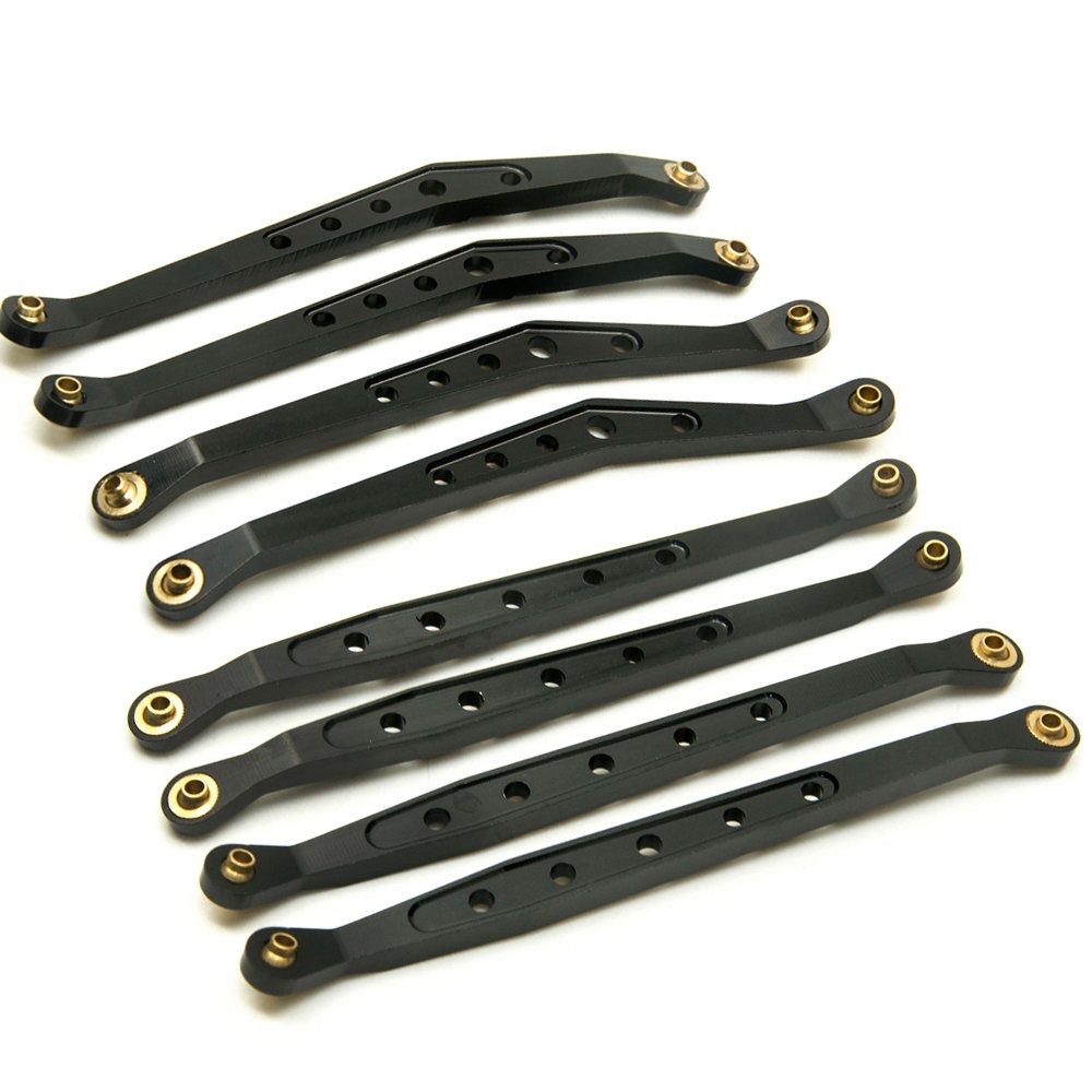 Que-T 8 Pcs Aluminum Linkage Rod Arm Set / Upper and Lower Suspension Links Set of 8 for 1/10 Axial Wraith 90018 RC Truck (Black, Type A)