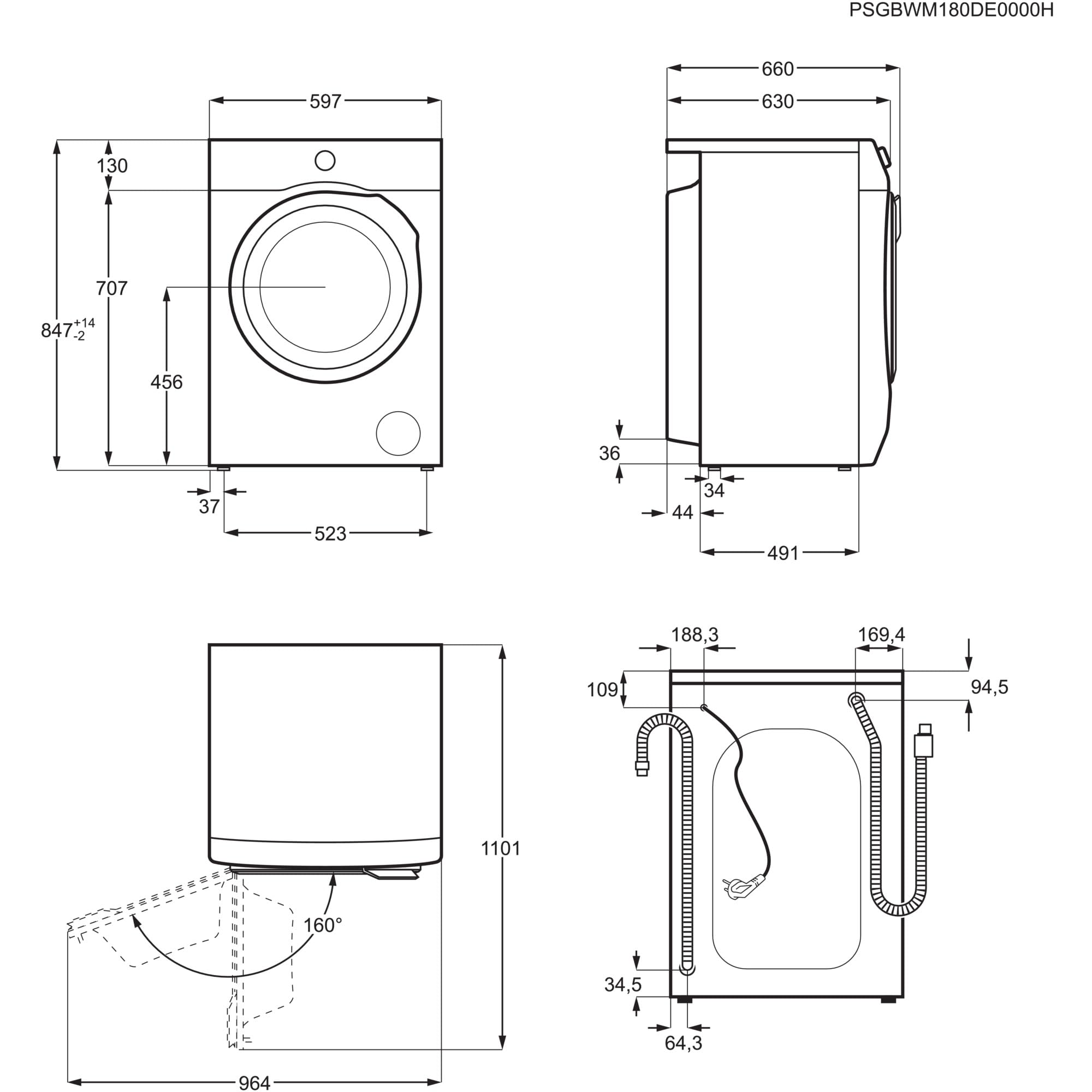 AEG LR7EW75610 WiFi Waschmaschine / Serie 7000 mit ProSteam / UniversalDose Schublade / 11,0 kg / Leise / Mengenautomatik / Nachlegefunktion / Kindersicherung / Wasserstopp / 1600 U/min