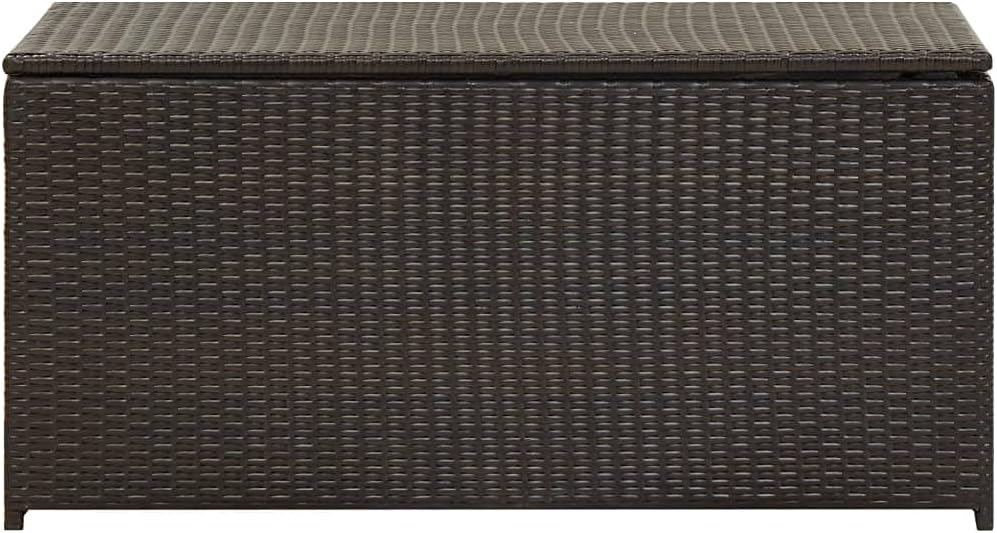 Patio Storage Box Deck Storage Box Outdoor Storage Box Indoor Wicker Storage Bin for Patio Furniture Cushions, Pillows, Garden Tools, Poly Rattan Brown, 39.3"x19.6"x19.6"