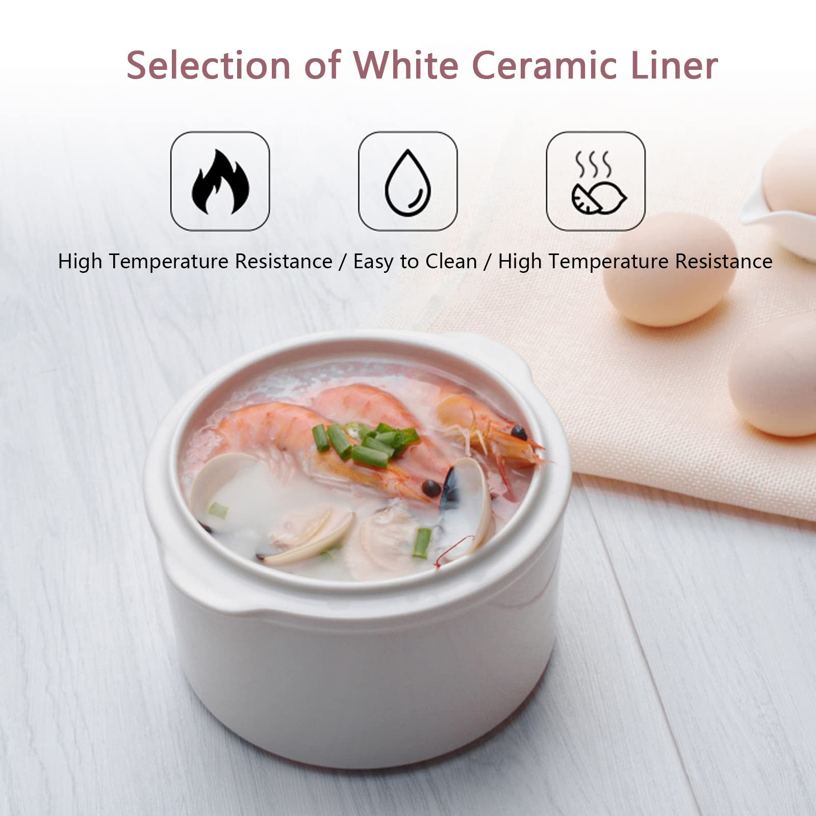 Stufato elettrico pentola a cottura lenta con rivestimento in ceramica da 3,5 l, pentola multifunzione per uso domestico Utensili da cucina professionali con funzione di appuntamen