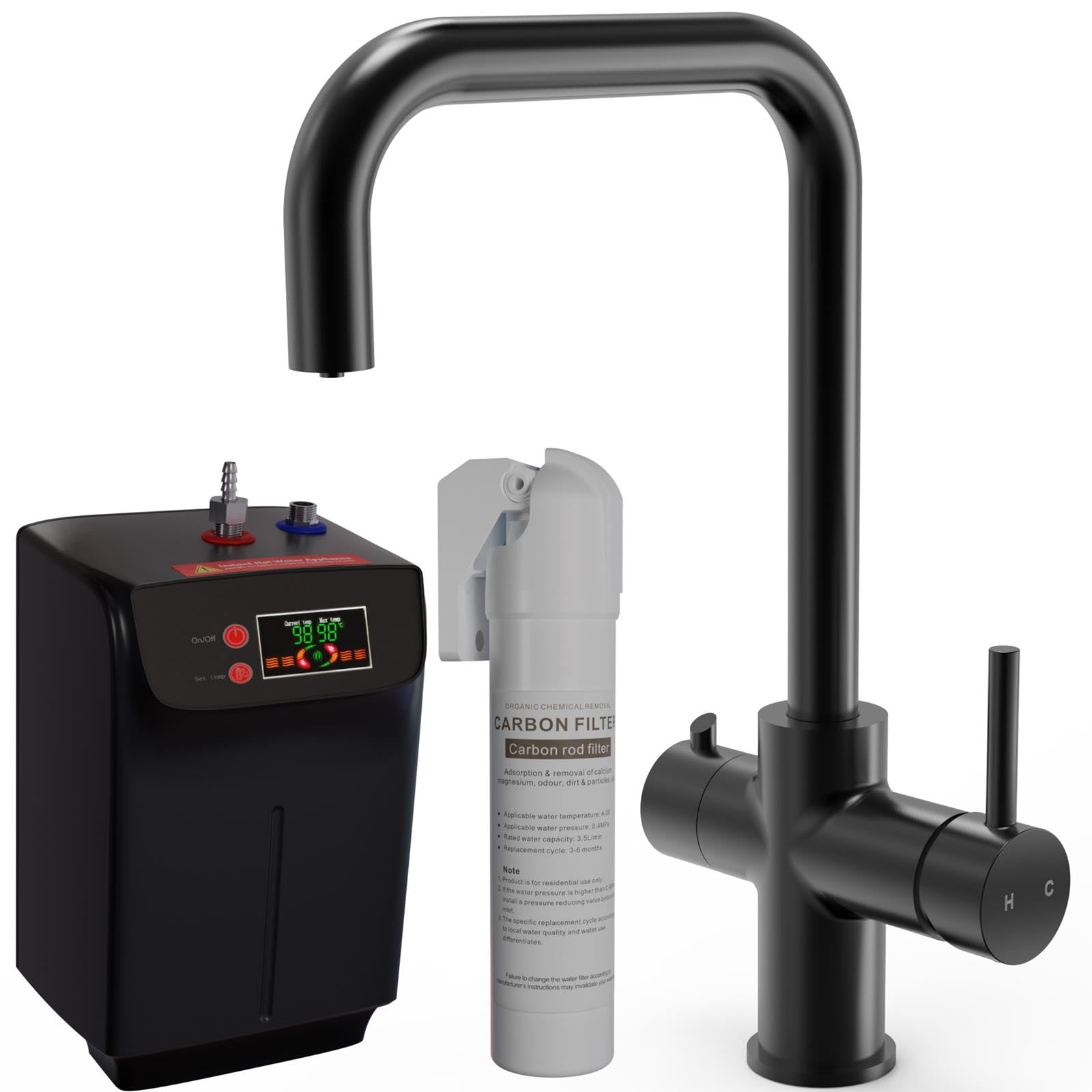 Liquida Black Ebt411mb 4 In 1 Matt Instant Boiling Water Kitchen Tap
