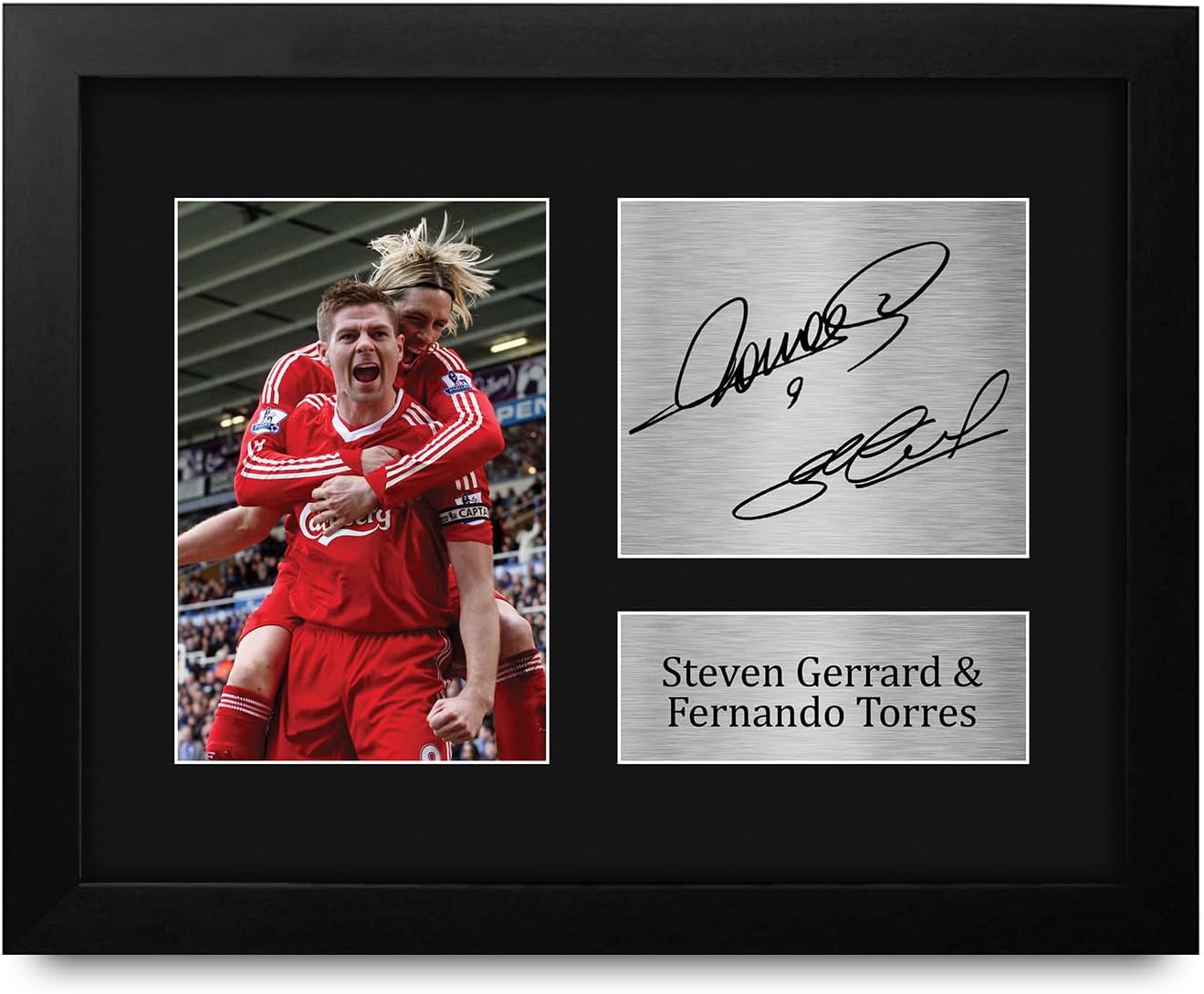 HWC Trading Steven Gerrard & Fernando Torres Liverpool Framed Gifts Printed Signed Autograph Picture for Fans and Supporters - US Letter Size