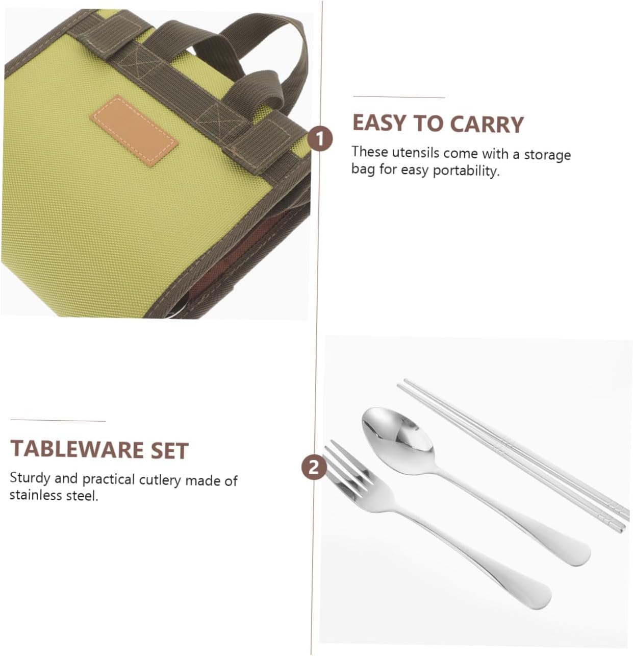 Outdoor Stainless Steel Camping Cutlery Set 16pcs for 4 People with Spoon Chopsticks Fork Plate Portable Picnic Barbecue Tableware for Hiking and Travel Random Color