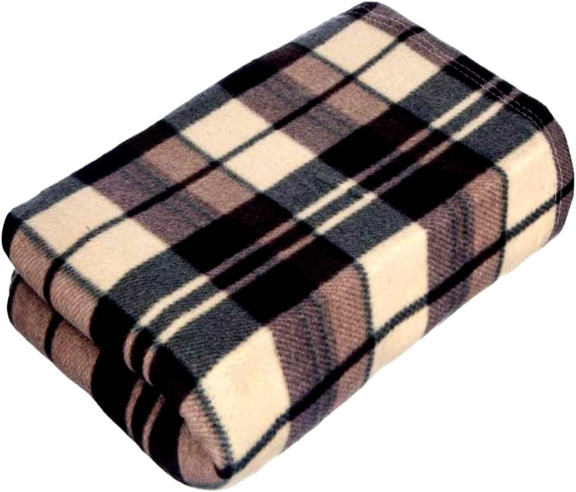 SOFT FLEECE BLANKETS LARGE EXTRA WARM TARTAN SOFA BED CHECK THROW 150 * 200 cm (Coffee)