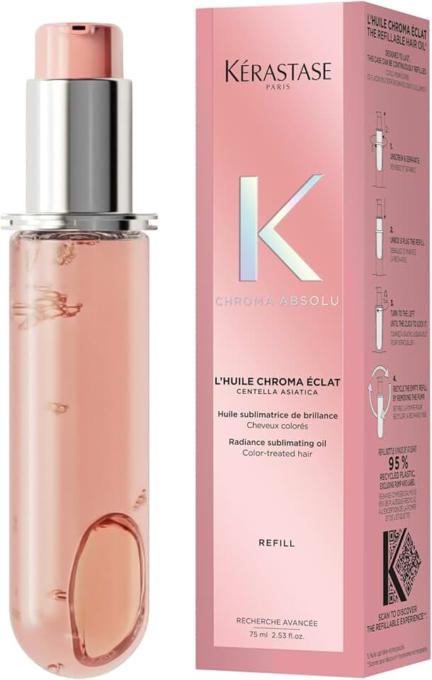 Kérastase Óleo Chroma Absolu Huile de Parfum Refil para cabelos coloridos, com proteção UV e protetor térmico até 230ºC, brilho, hidratação, proteção de cor, 75ml