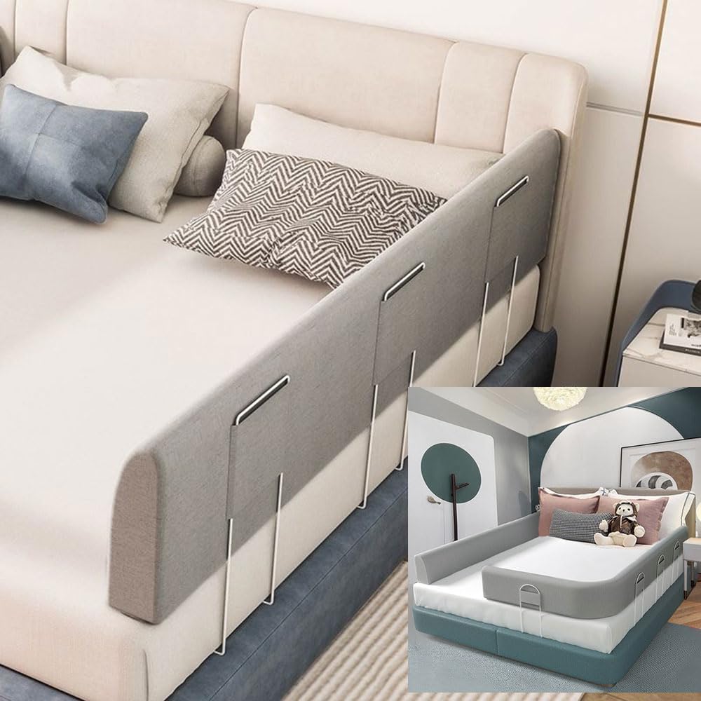 Flexible Bed Rail for Bendable Bed Rail Guard for Crib,Soft  Padded Cushion Guardrail for Baby Infant Bed, Bed Bumper,Toddlers Nursery  Room