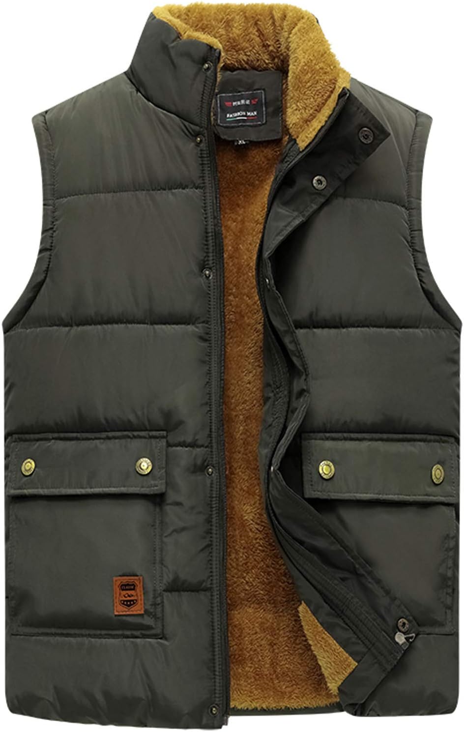Flygo Men’s Winter Warm Outdoor Padded Puffer Vest Thick Fleece Lined Sleeveless Zipper Jacket Flygo Men’s Winter Warm Outdoor Padded Puffer Vest Thick Fleece Lined Sleeveless Zipper Jacket