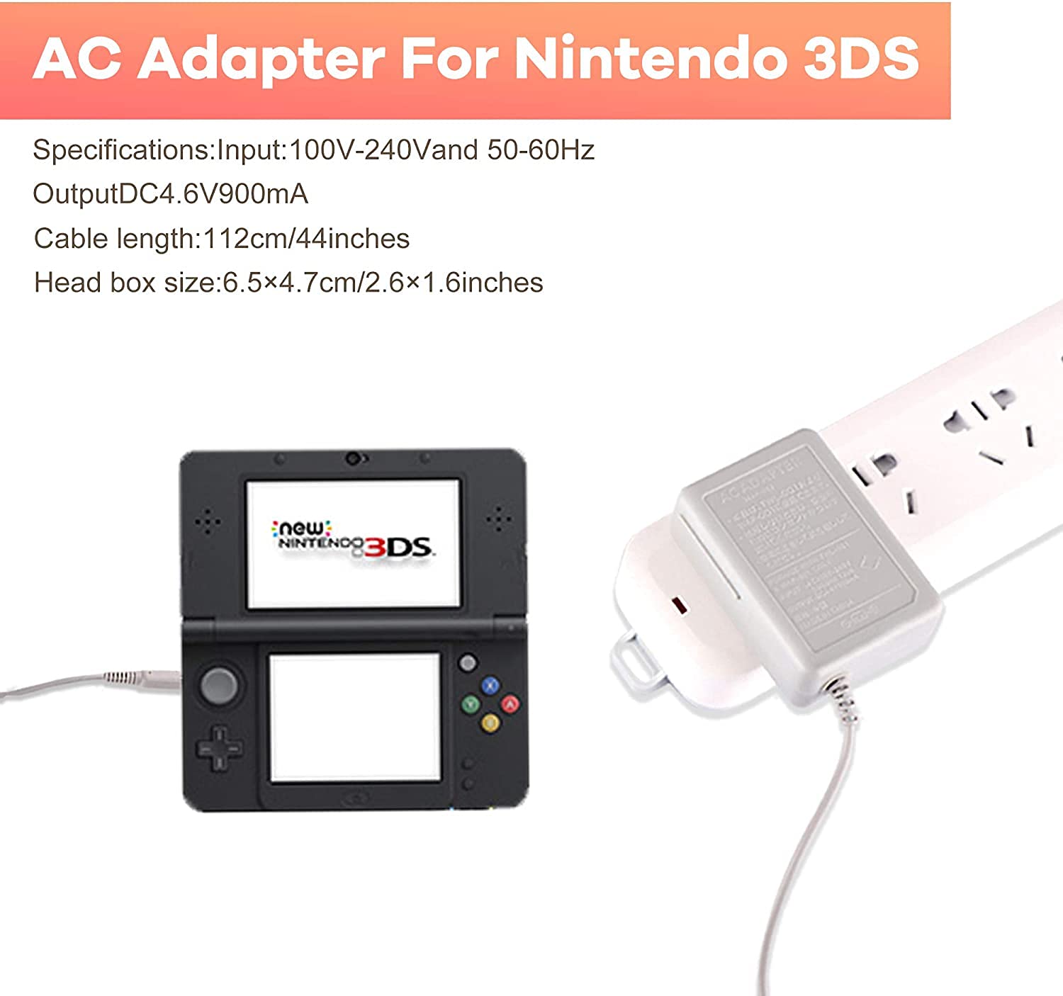 CHENLAN 3DS Charger, AC Adapter Charger Home Travel Charger Wall Plug Power Adapter for Nintendo New 3DS XL New 3DS 3DS XL 3DS New 2DS XL New 2DS 2DS XL 2DS DSi DSi XL 2 Pack