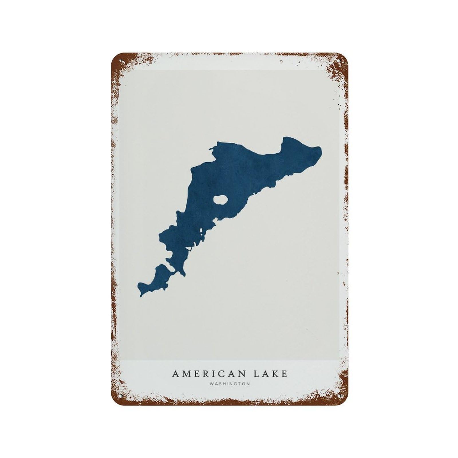 xiaoxiaoshen American Lake Map House Gift Washington (2) Wall Decor Art Metal Tin Poster Modern Home Decor Art Home Bar Shop Decorations Vintage Sign 30x20cm