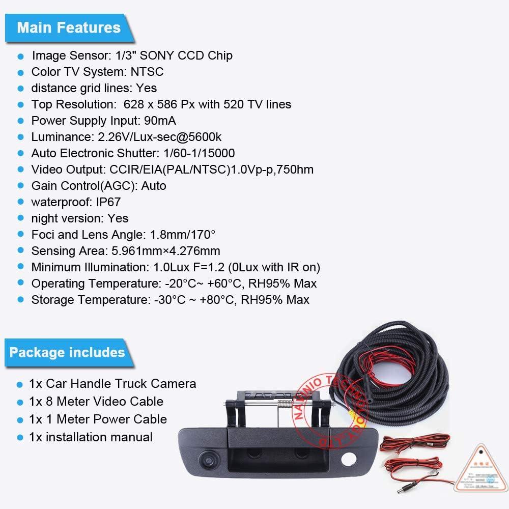Promo Discount Up To 70% Off HDMEU Car Third Roof Top Mount Brake Lamp Camera Brake Light Rear View Backup Camera for 2009-2018 Dodge Ram 1500 2500 3500 Tailgate Handle Truck