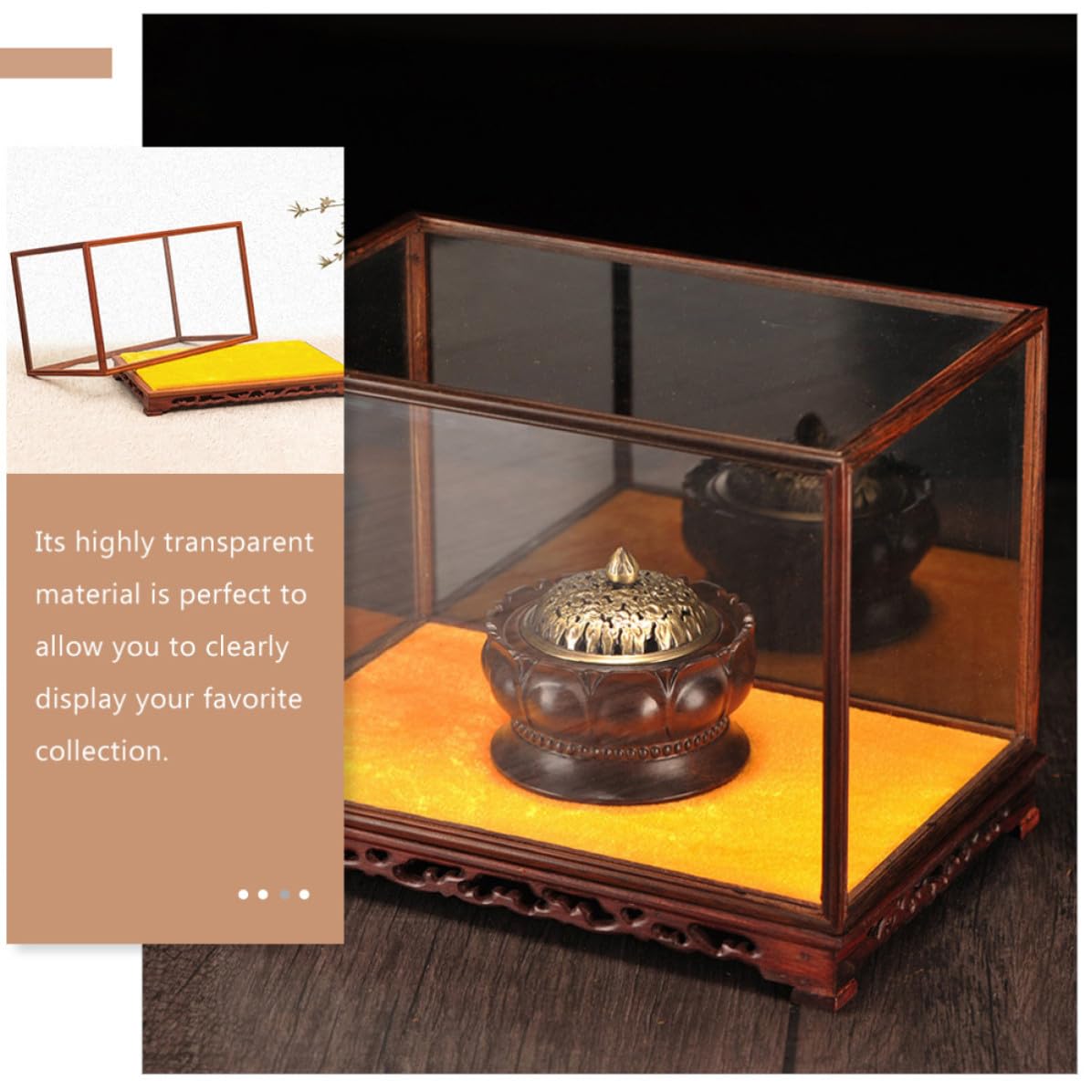 Caja Expositora de Madera y Vidrio para Colecciones, Organizador Transparente Diseño Creativo y Alta Transparencia para Mesa o Armario