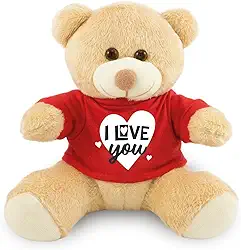 Urso de Pelúcia Camiseta 20cm I LOVE YOU