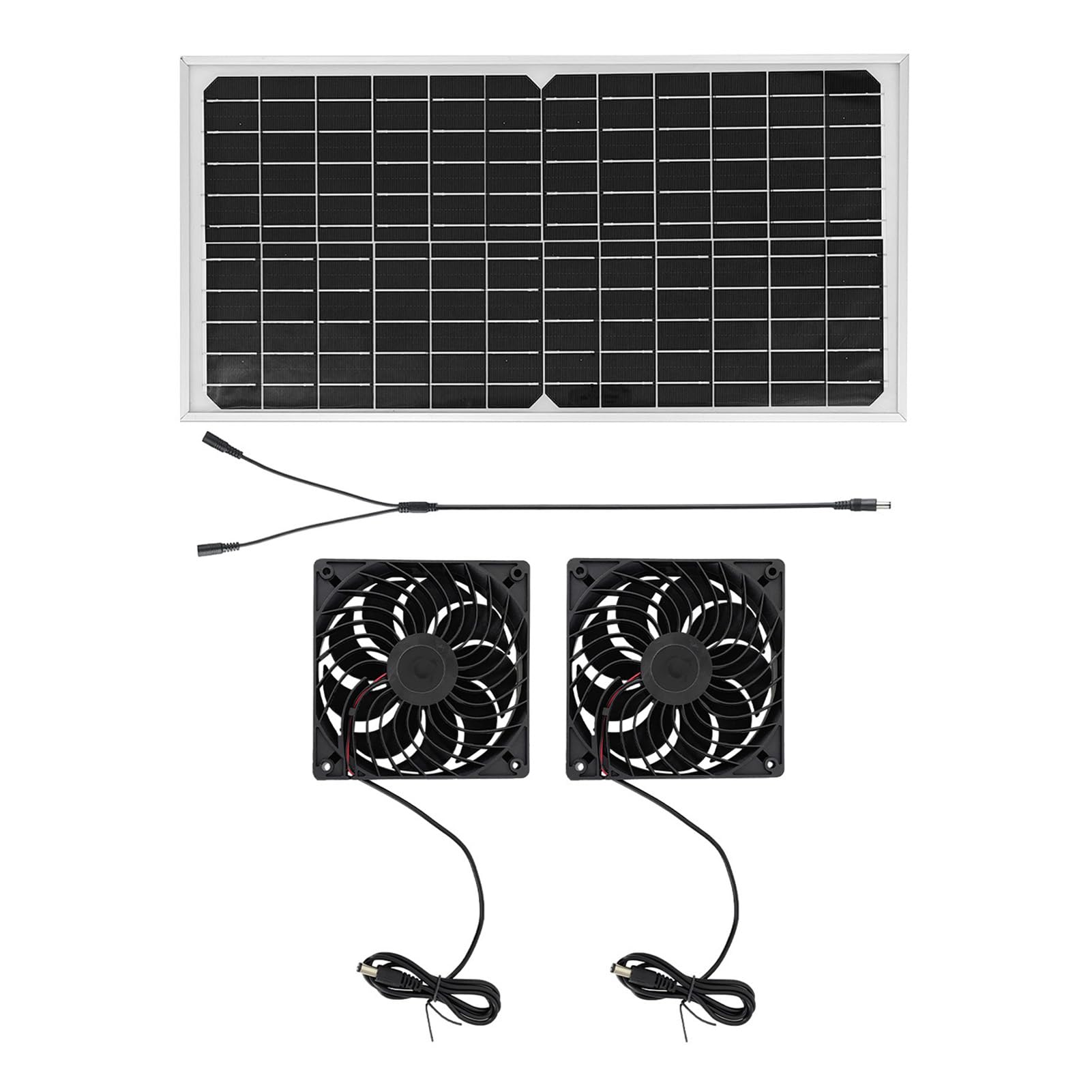 SIXRUN Kit Doppia Ventola di Scarico Solare Efficiente Pannello Solare da 16 W con Design Resistente Alle Intemperie per Soffitta per Pollaio in Serra