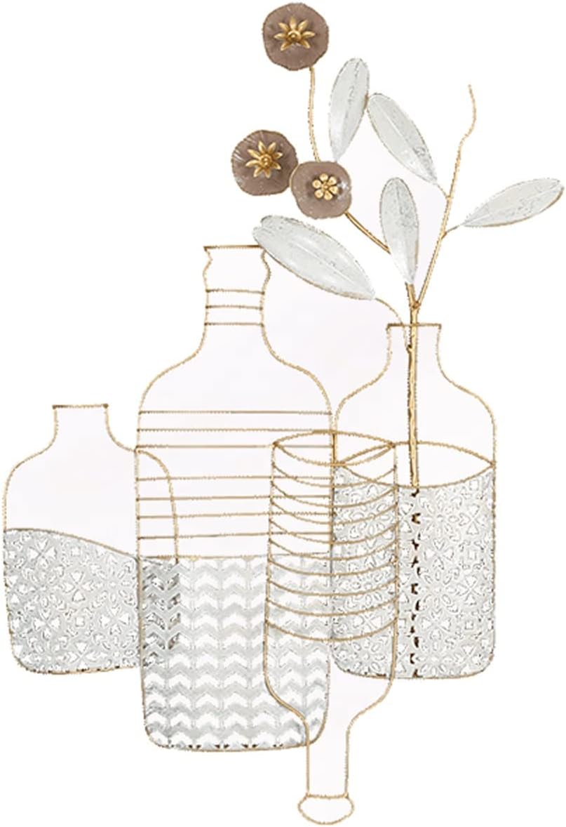 AVLUZ Metal Wall Art Decor, Vase Flower Minimalist Lines Wall