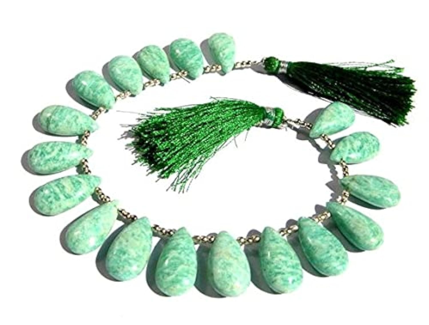 Amazonite perles briolettes poire 25x10mm pour création bijoux fil 8 pouces