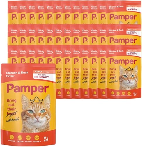 Pamper Wet Cat Food Pouches (36 x 85g) Chicken and Duck