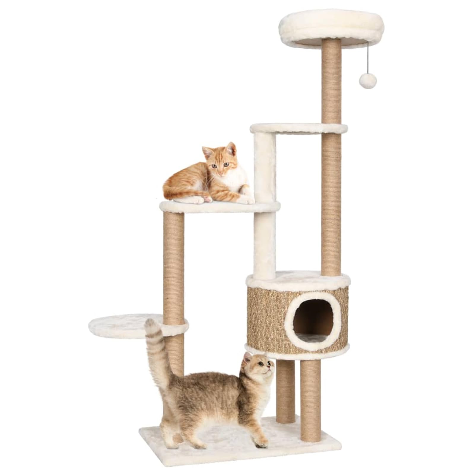 Albero per Gatti con Cuscino Lusso e Tiragraffi 148cm in Giunco,Albero per Gatti,Alberi Tiragraffi per Gatti-170978