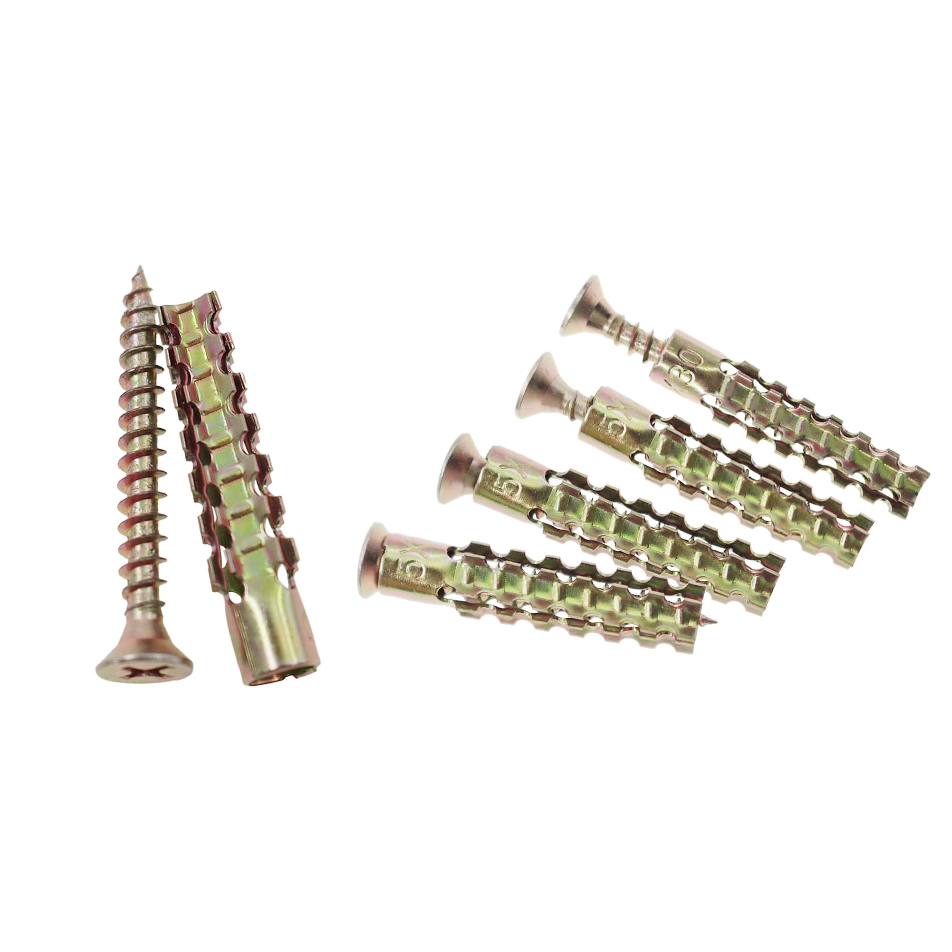 Wall Anchor with Screws Kit,TTZEZE Heavy Duty Tree Shaped Wall Anchor Screws,Iron Drywall Wall Anchor for Concrete Wall,Hollow-Wall and Wooden Wall Colored Zinc M5x30-40PCS