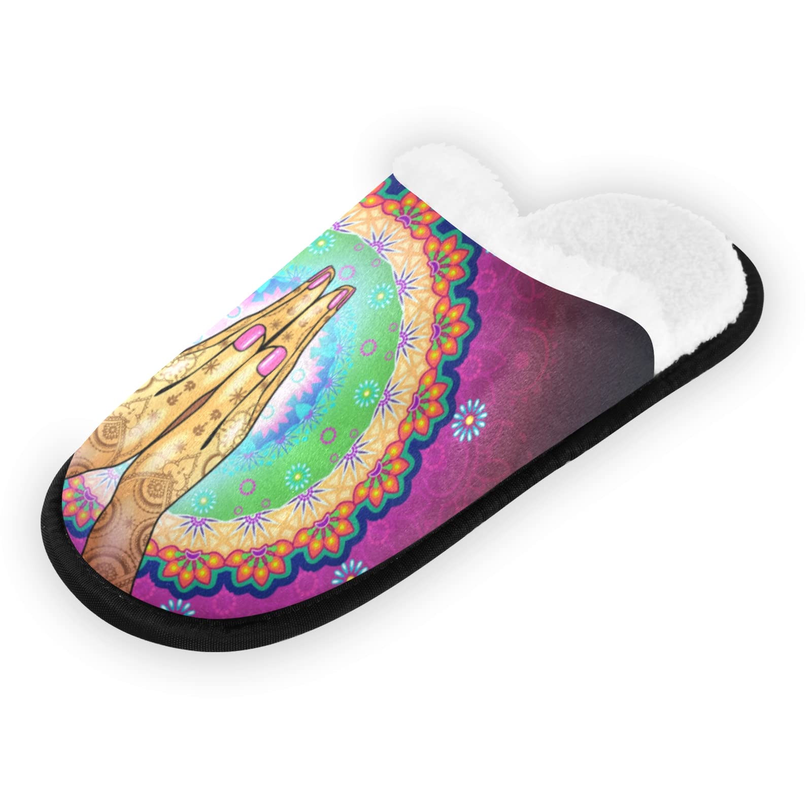 Unisex Slippers Fuzzy Feet Plush Cotton Slippers Anti-Slip Warm House Shoes M/L