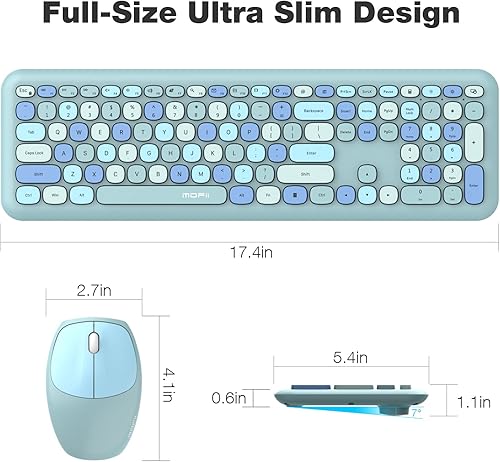 Miniatura 7 de MOFII - Combo de teclado inalámbrico y mouse silencioso, delgado y compacto USB de 2.4 G, lindo teclado de 110 teclas para PC, portátil, MacBook,