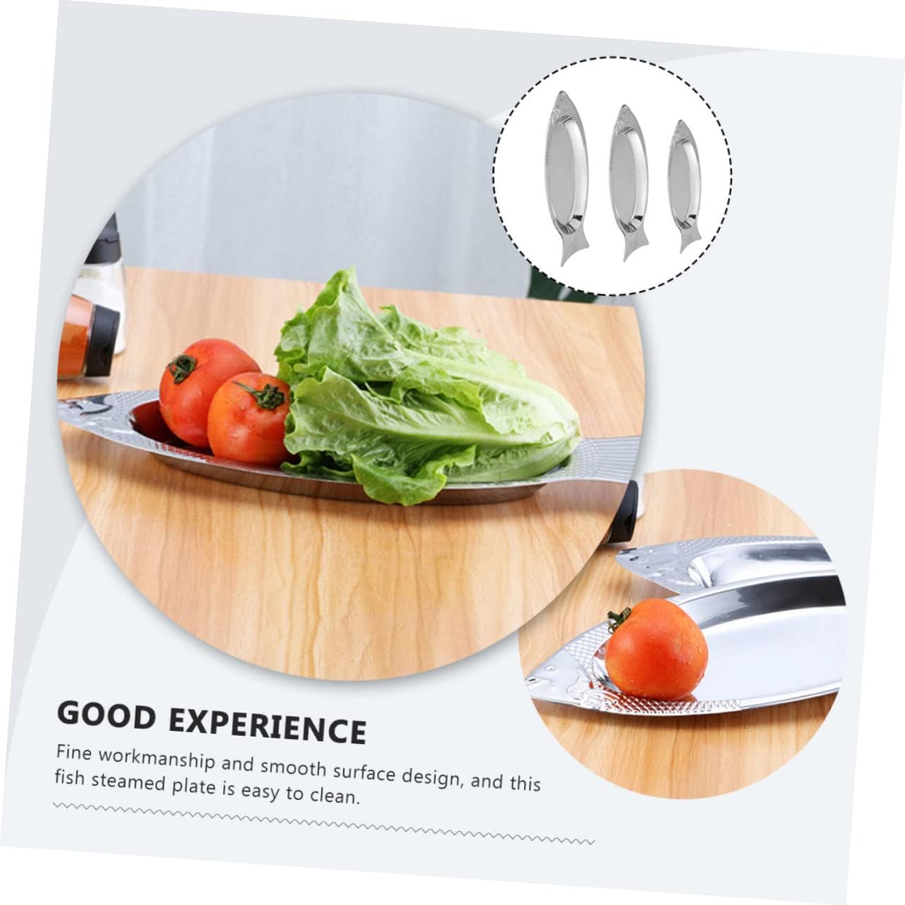 HEALLILY 3pcs Multi-function Steamed Fish Tray Dinner Vegetable Plate Boys and Girls Plates Non Toxic