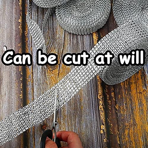 3 Yards Self-Adhesive Crystal Rhinestone, Acrylic Rhinestone Diamond Ribbon, Diamond Ribbon, for Bridal Bouquet, Photo Frame, DIY Decoration Sticker with Rhinestones, DIY Crafts (6 Row Rhinestones)