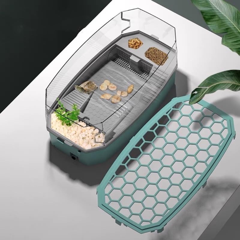 Rizopets Acrylic Turtle Aquarium with Filter, Turtle Reptile Habitat Tank with Basking, Swimming, Breeding, Hibernation & Feeding Platform (Large, Green) (B0D82YNN5T) Amazon Price History, Amazon Price Tracker