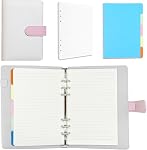 A5 Ring Binder, 6 Ring PU Leather Loose Leaf Notebook Planner Notebook Cover with 45 Sheets A5 Lined Paper, Binder Dividers for School Office Meetings,Green