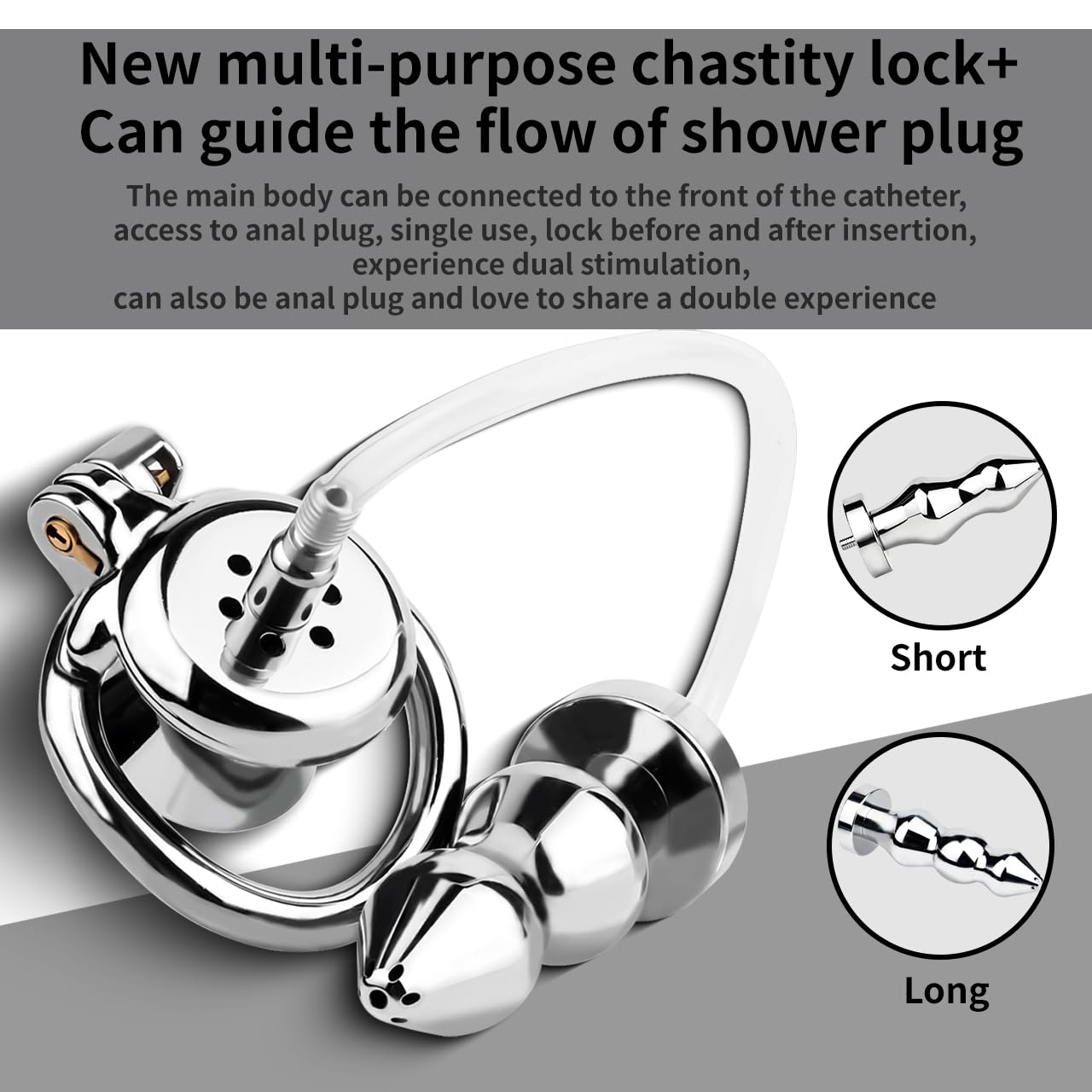 Flat Chastity Cage Uomo Sissy Cintura Di Castità Maschile Metallo Cock Cage Erotitici Sexy Per Coppie (L,50MM)